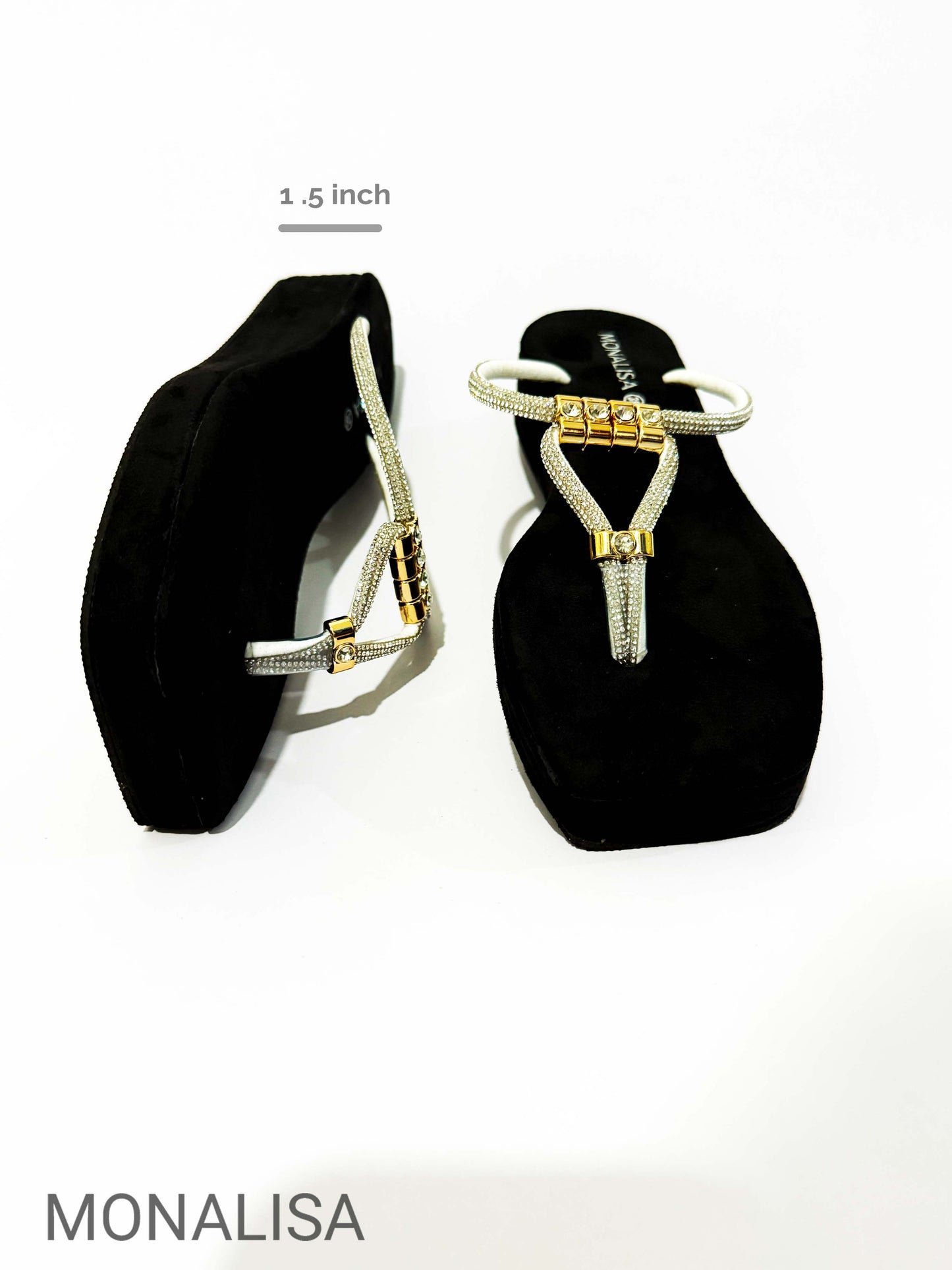 MONALISA Elegance Gold Rhinestone Platform Wedges - Luxury Comfort Wedge Sandals for Women