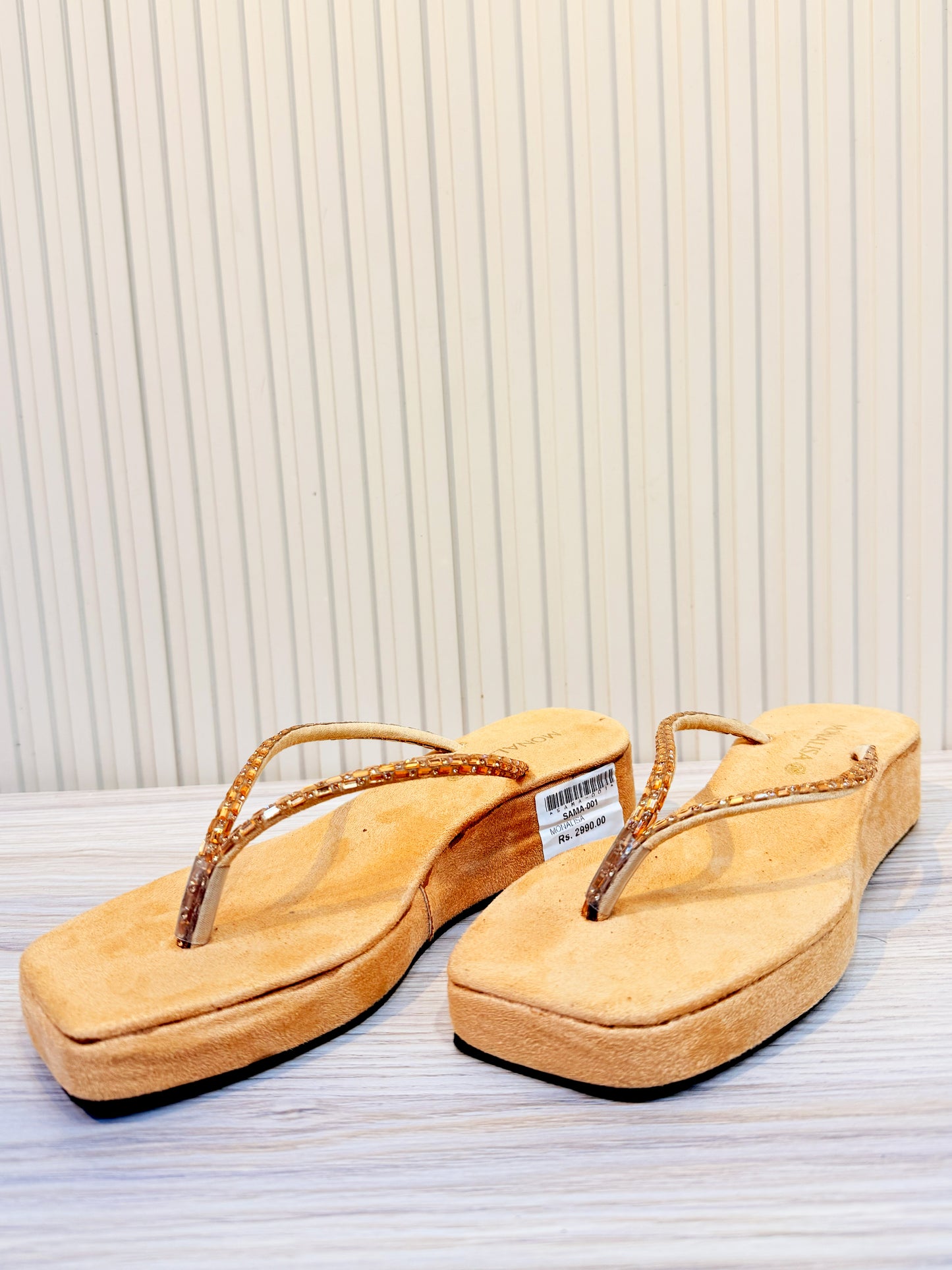 Crystal Thong Wedge Sandal