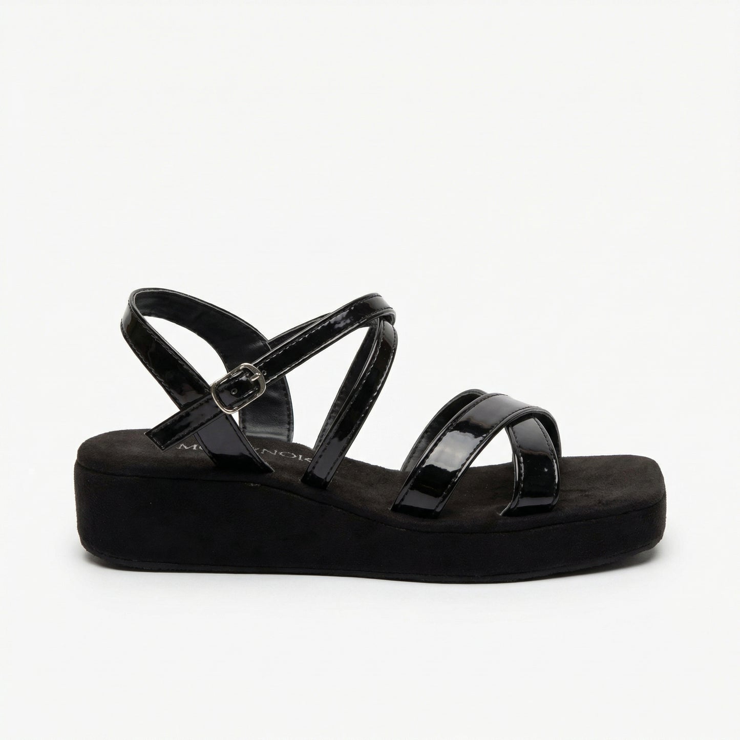 Black Patent Strappy Platform Sandals | Monalisa