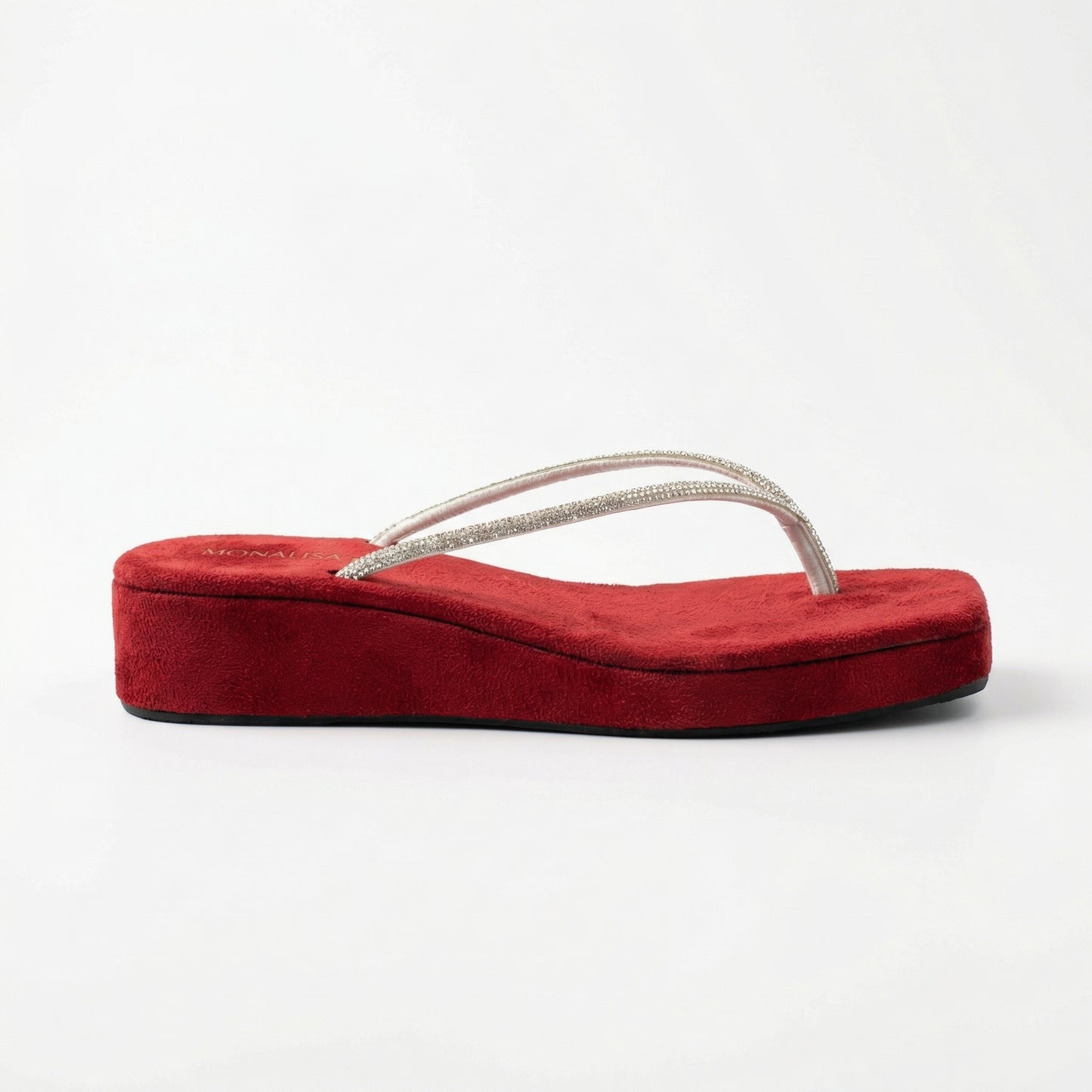 Crystal Thong Wedge Sandal | Red