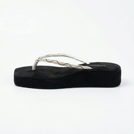 Sparkly Rhinestone Wedge Flip Flops | Black