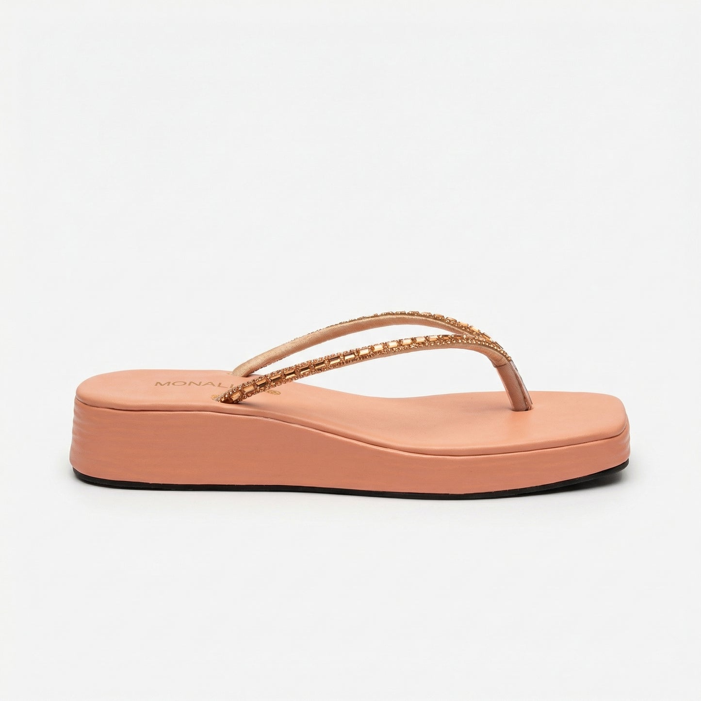 Sparkle-Strap Platform Sandals - Blush Pink