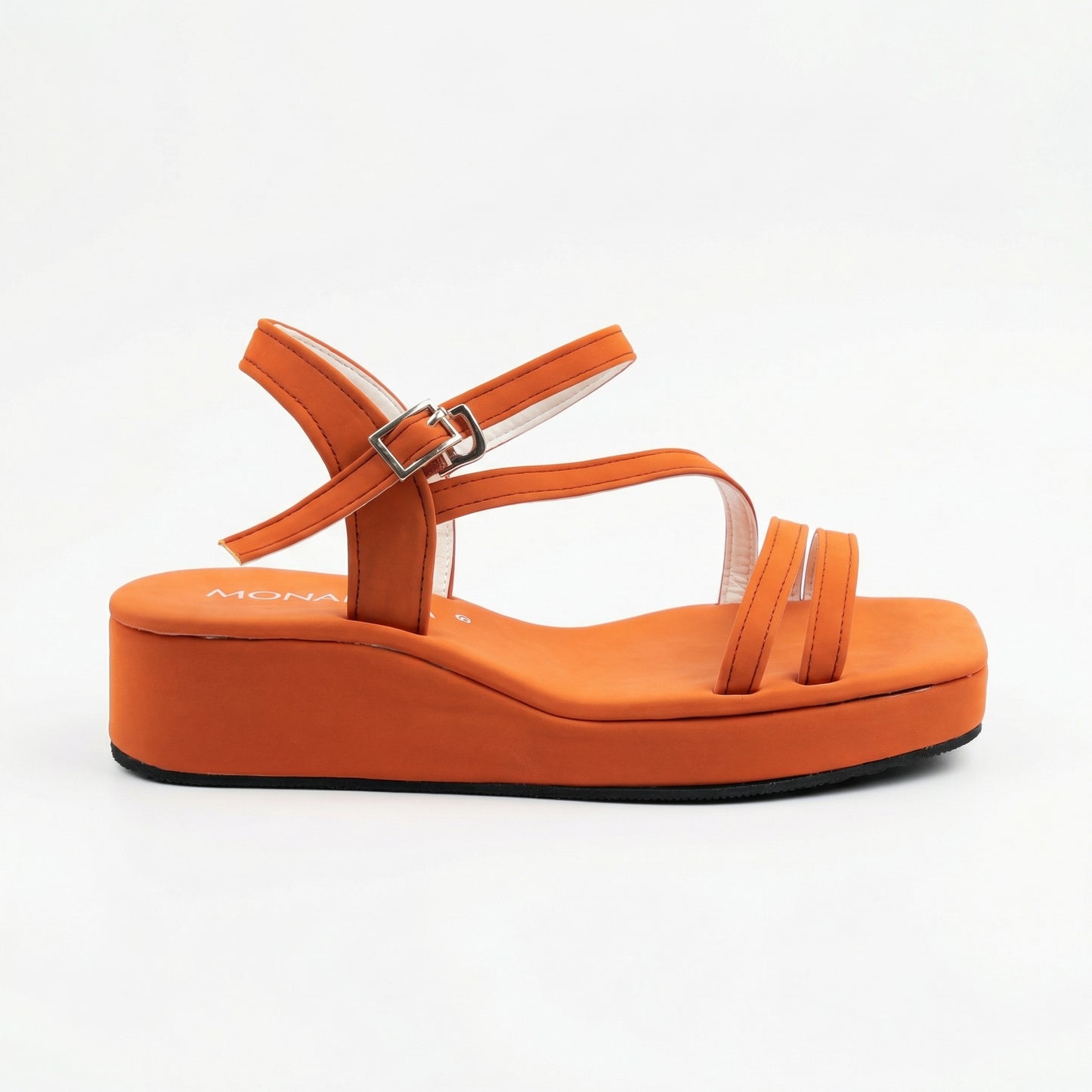 Chic Orange Monalisa Wedge Platform Sandals - Adjustable Strap Comfort