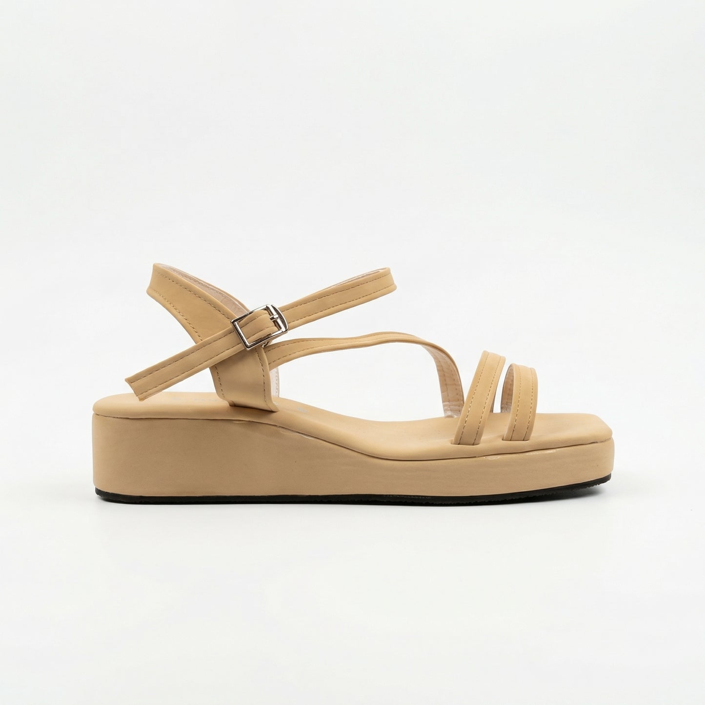 Creamy Butter Yellow Monalisa Wedge Sandals - Square Toe Platform