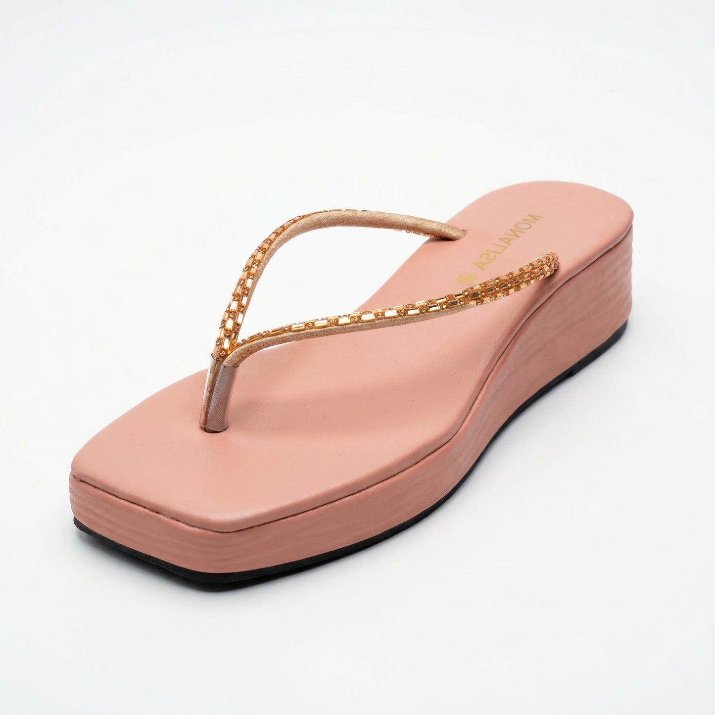 Sparkle-Strap Platform Sandals - Blush Pink
