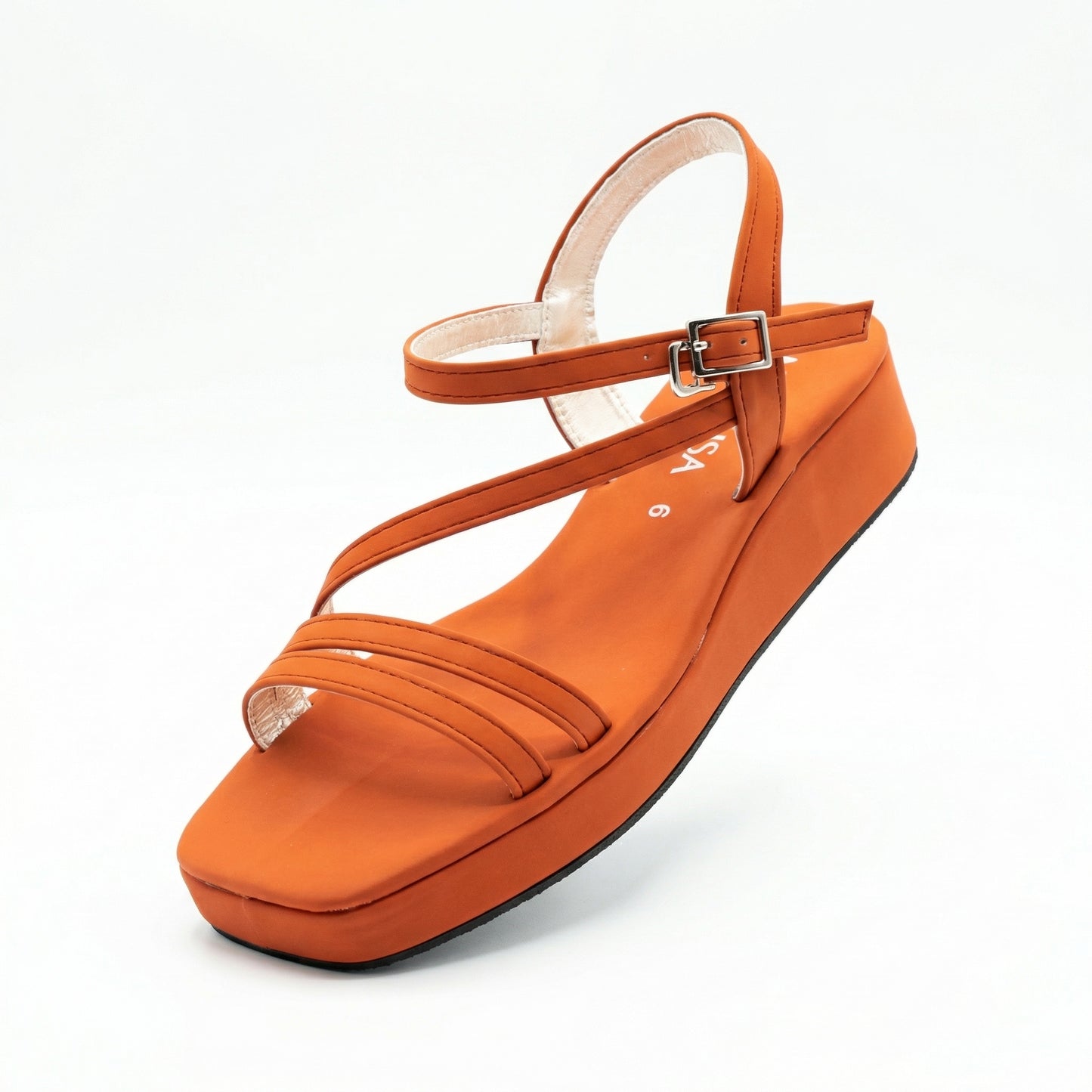 Chic Orange Monalisa Wedge Platform Sandals - Adjustable Strap Comfort