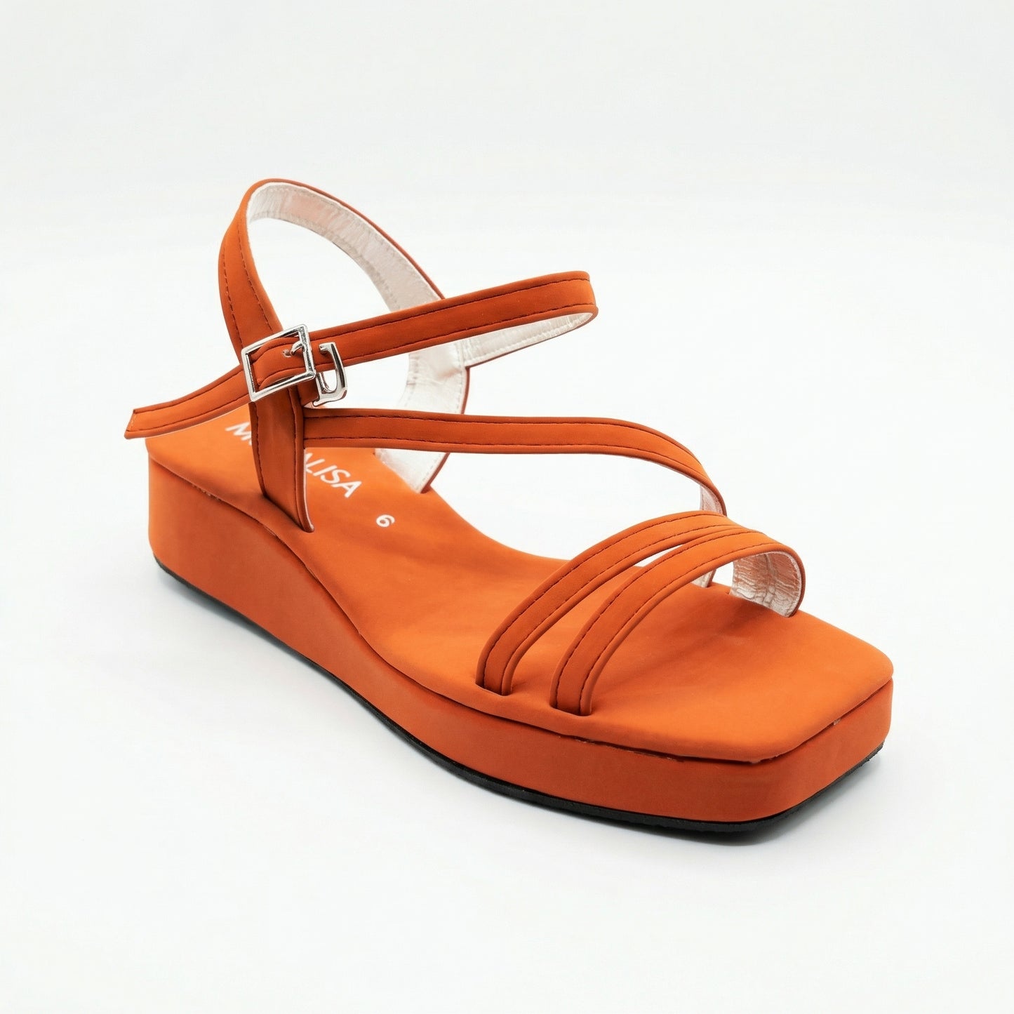 Chic Orange Monalisa Wedge Platform Sandals - Adjustable Strap Comfort