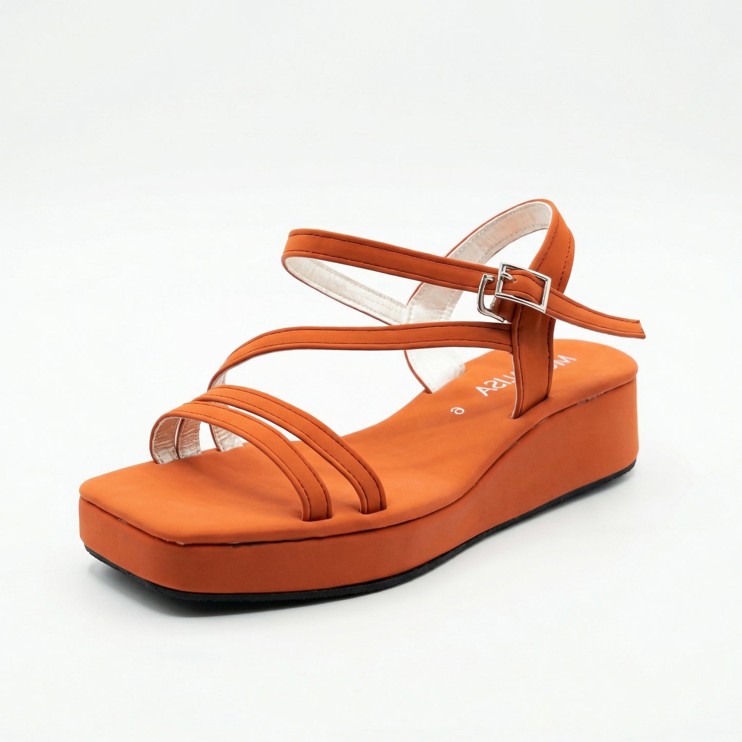 Chic Orange Monalisa Wedge Platform Sandals - Adjustable Strap Comfort