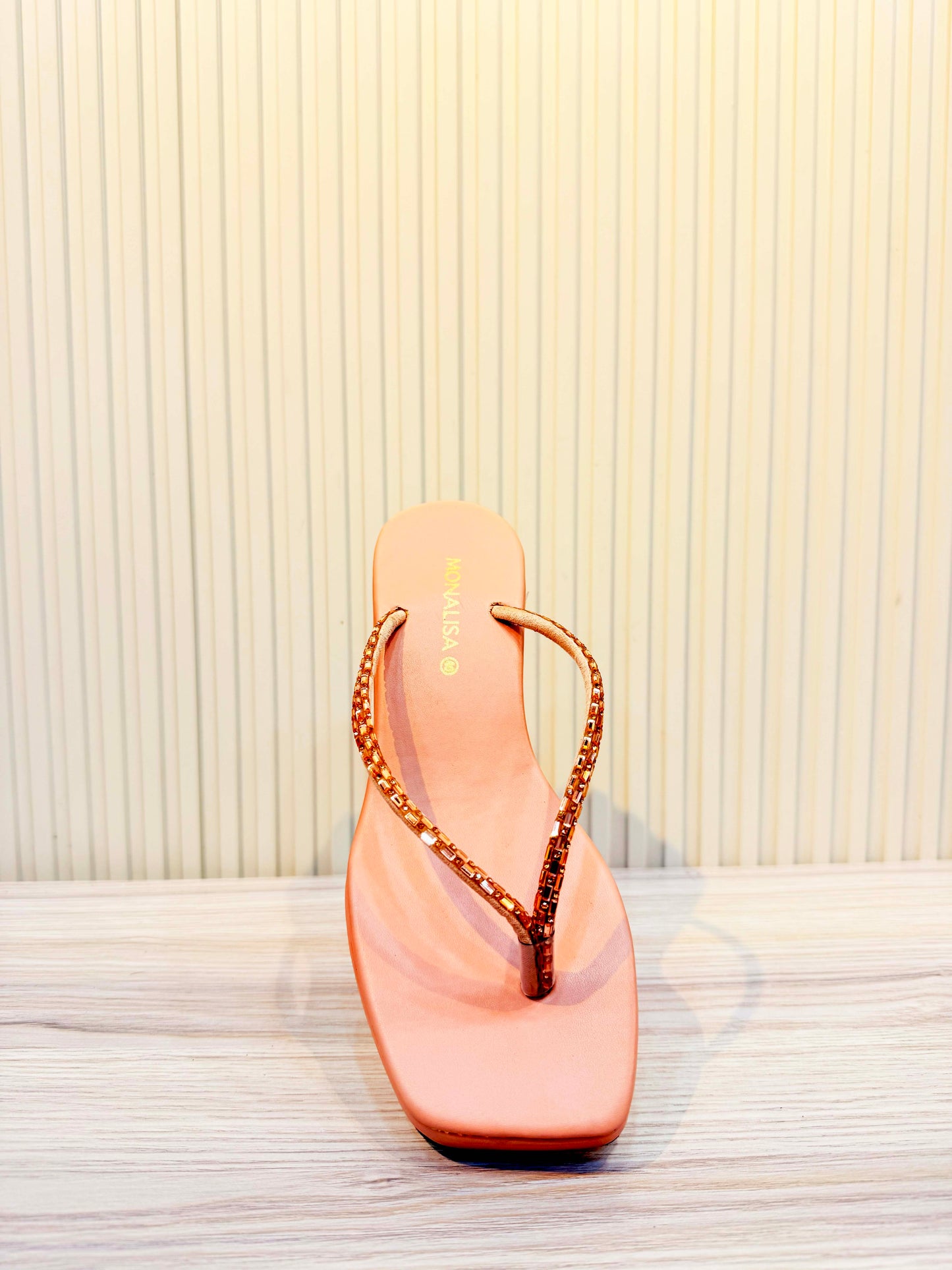 Sparkle-Strap Platform Sandals - Blush Pink