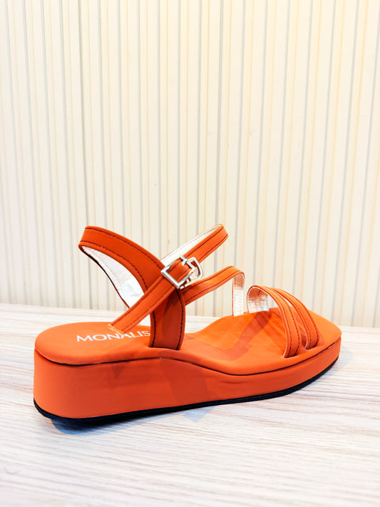 Chic Orange Monalisa Wedge Platform Sandals - Adjustable Strap Comfort